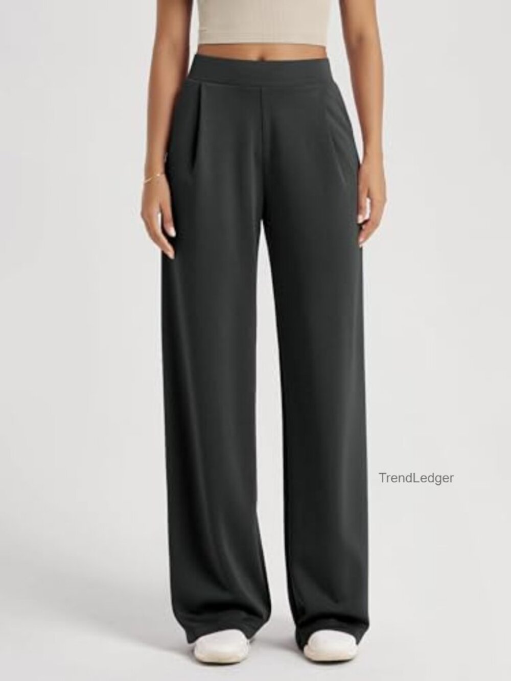 High Waist Wide Leg Pants with Pockets Modal Soft Loungewear - Picture 2 of 7